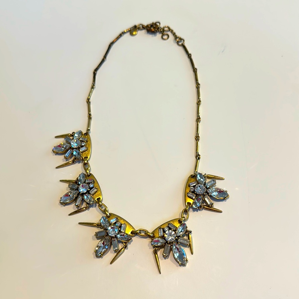 J.Crew Vintage Style Brass & Rhinestone Statement Necklace gold